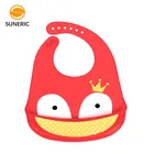 Wholesale feeding child easily wipes clean girl silicon bib set catcher waterproof silicone bib baby bibs