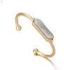 2019 New Arrival Jewelry Stainless Steel Fashion Bar Quartz Cuff Natural Stone Gold Bangle Bracelet
