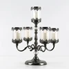 Metal Gold Brass Floor Candle Containers Stand Crystal Glass Candelabra With Base