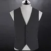 Reliable material 70% wool No Lapel grey stripers four buttons Men's wedding waistcoat for man