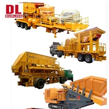 Duoling Wheeled Tire Type Stone Mobile Hammer Crusher with Feeder