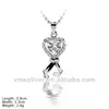 PZF-1030 925 Sterling Silver Heart Pendant With CZ Stone Plain Silver For Wedding