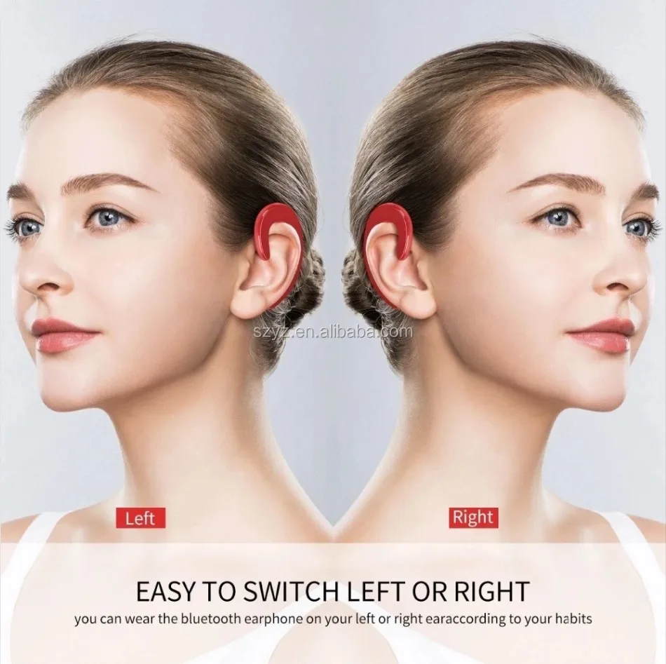 Single Wireless earhook earphone bone conduction headphones No Ear Plugs Headset with Microphone - ANKUX.COM