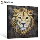 Seven Wall Arts Hand Painted African Lion Portrait Canvas Oil Painting Artwork for Living Room