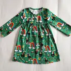 New coming St. Patrick child clothes long sleeve baby girls dresses frock designs boutique kid dress