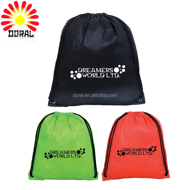 cheap promotional gift bag, polyester drawstring bag with cord