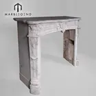 Classic natural bianco carrara cultured marble slab fireplace surround
