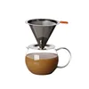 Wholesale 600ml heat resistant high borosilicate transparent glass coffee tea milk pot sets for home