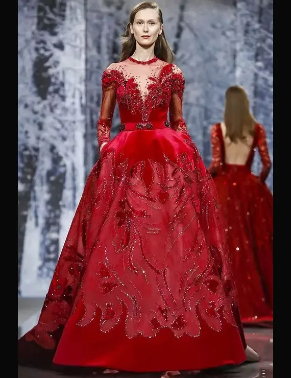 Yeni tasarım Kırmızı Jersey Nakış uzun akşam elbise ile yüksek kalite