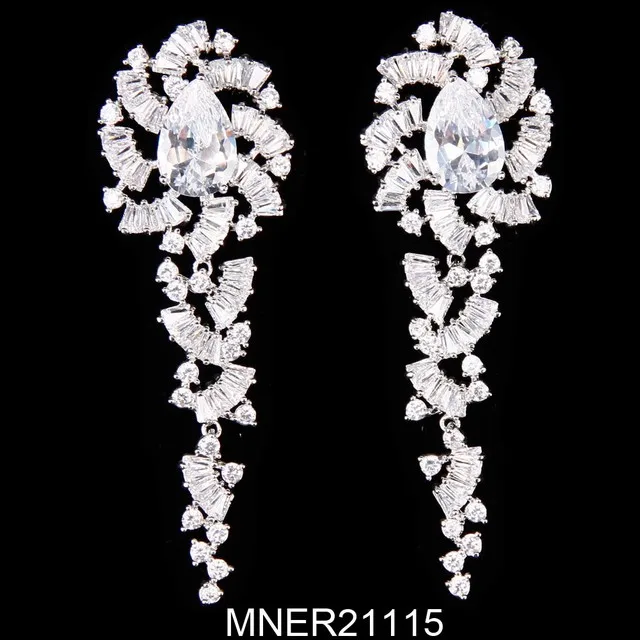 charm designer white rhodium plated snow flower cubic zircon