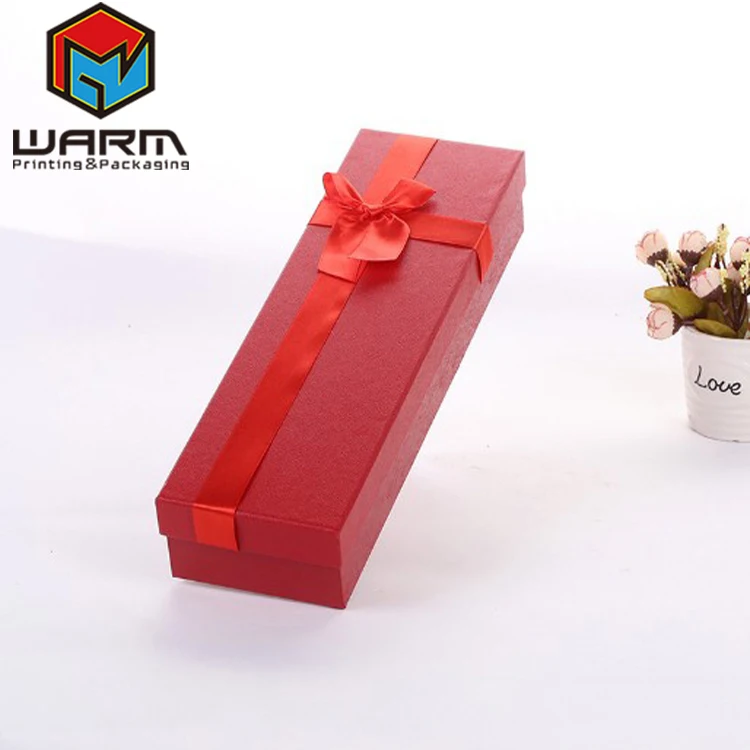 hardcover rose packaging gift box with ribbon red