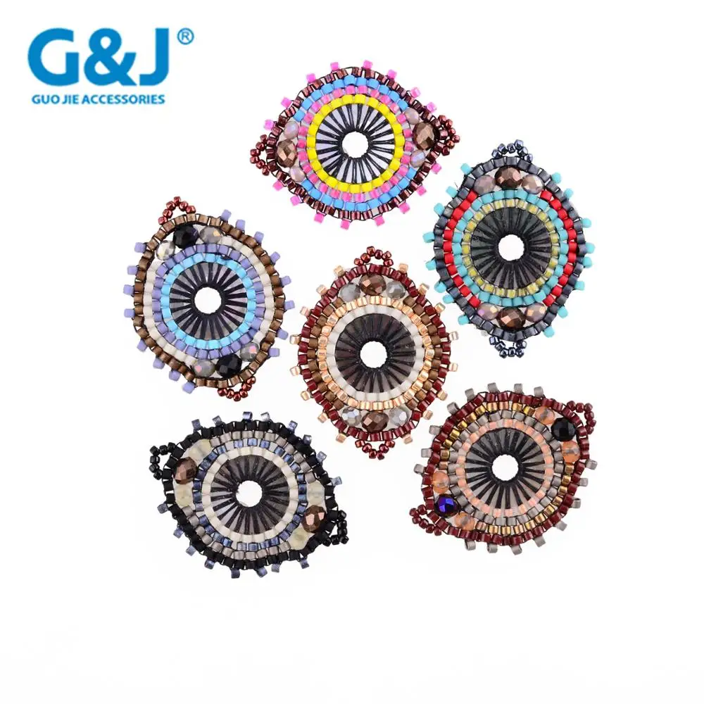 Guojie brand selling lucky pendant necklace new design colorful MGB women dress glass beads pendant