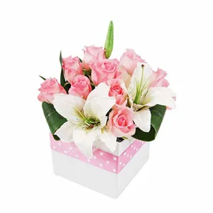 paper gift roses packaging carton flower boxes with ribbon