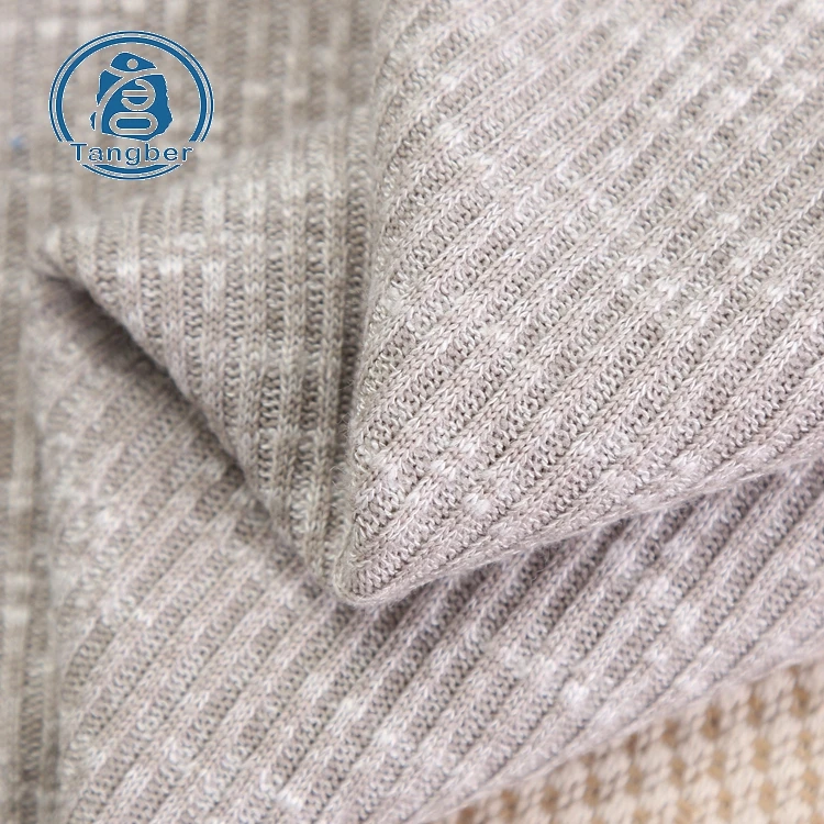 High quality wholesale soft hand jacquard rib polyester rayon slub hacci knit fabric