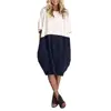 NEW Women Casual Loose Dress Linen Patchwork Half Sleeve Solid Button Splice Pocket Dress Ecoparty