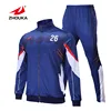 Design Your Own Sublimation Men Sweatsuit Navy Blue And White Jogging Suits Long Zipper Running Wear Custom Mens Tracksuit