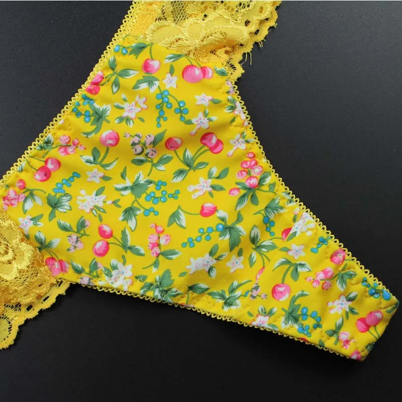 Stock Floral flower print Cute low waist Lace sey panties women underwear thongs bragas women panties sey underwear women briefs