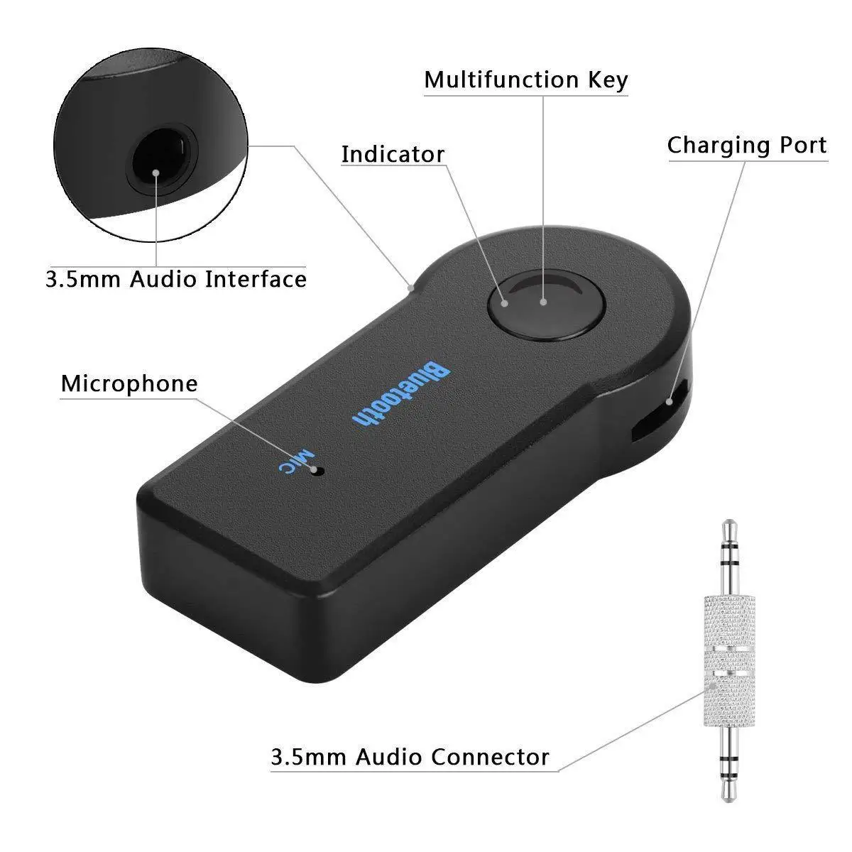APPACS Aux Audio Home Stereo Music 3.5mm Car Bluetooth Receiver - ANKUX.COM