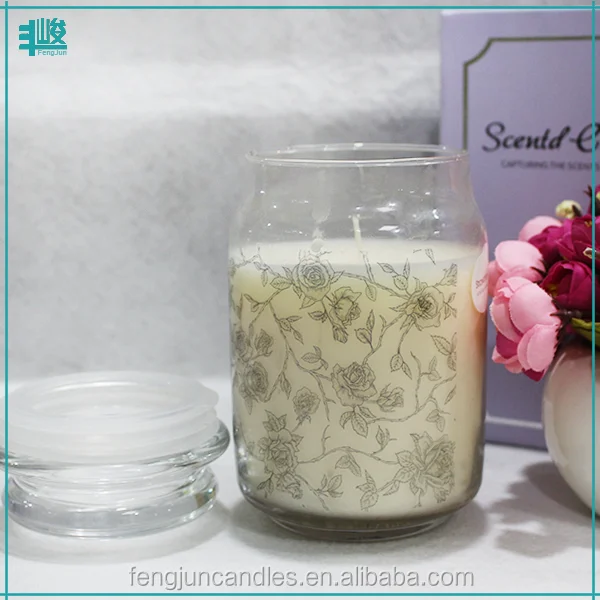 luxury soy scented decaled glass jar crystal lotus flower candle