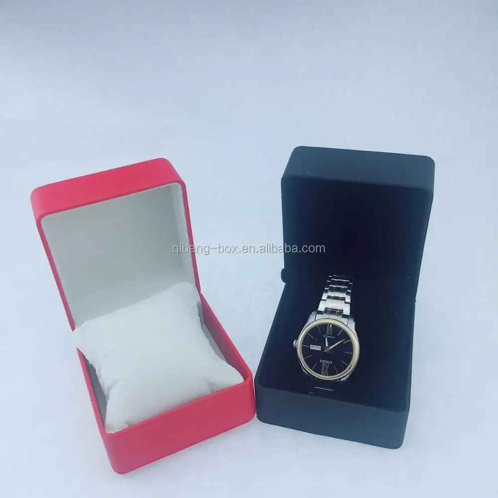 wholesale luxury red soft pu leather watch tin box packaging box