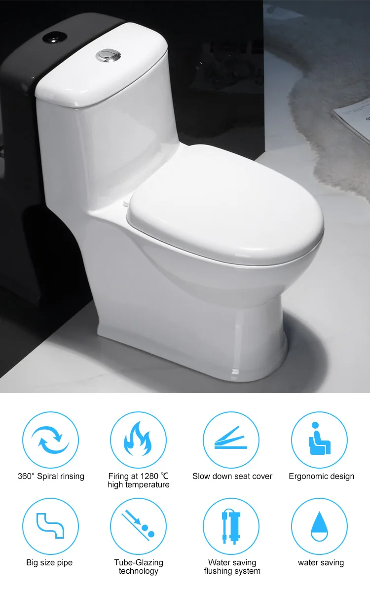 Bathroom white one piece toilet commode vortex flush toilet