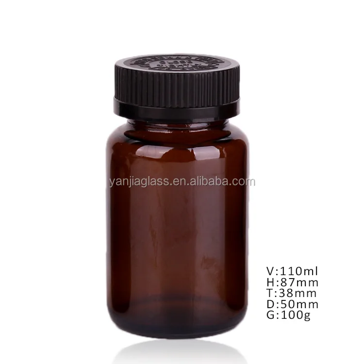pharmaceutical medicine use amber glass bottle with childproof lid resistant lid