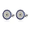 china top ten selling products 925 silver micro pave setting evil eye stud earrings