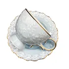 gold rim english embossed royal ceramic porcelain coffee cup and saucer set