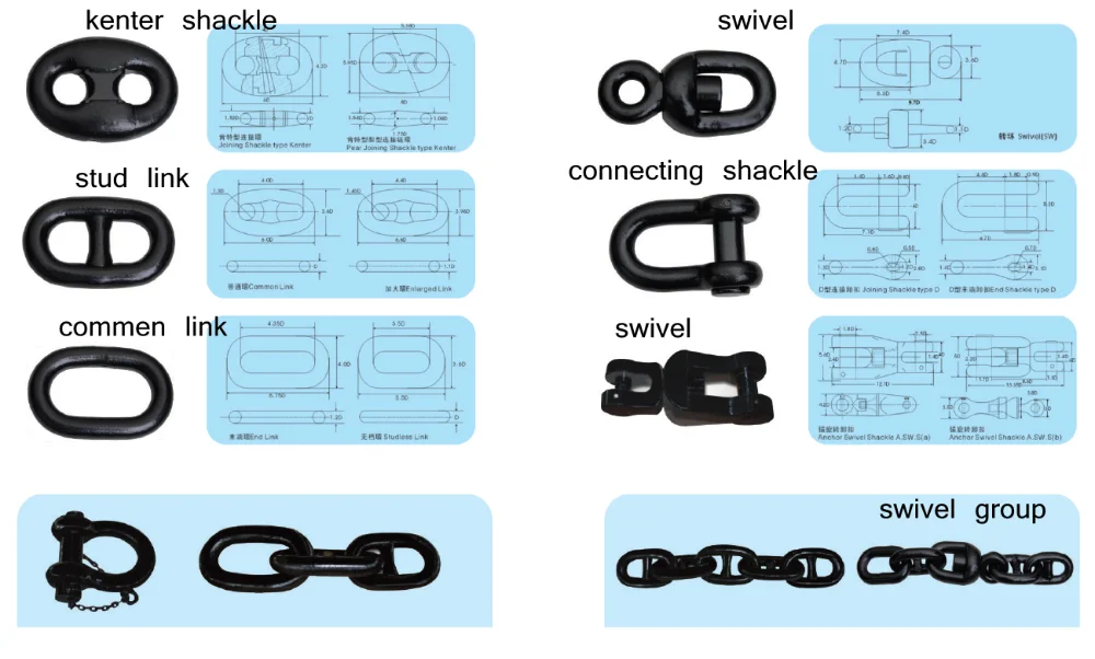 carbon steel kenter shackle stud link anchor chain cable accessories