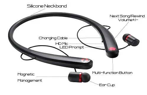 Sport Neckband bluetooth headset stereo for iphone 7 HV-990 Smart Link - ANKUX.COM