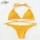 Shirred fabric removable Padding tied back Sexy Lady High Cut Brazilian Scrunch Bikini