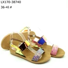 Glitter laser decorate women pu sole sandal shoes