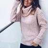 turtleneck womens knit sweater solid colour Regular Ladies Casual sweater