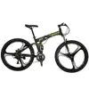 EUROBIKE 27.5 Inch 3 Spoke Integrated Magnesium Alloy Wheel Full Suspension Steel Frame Folding Mountain Bike