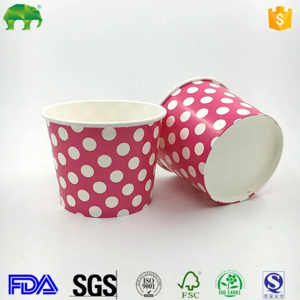Custom Disposable Ice Cream Paper Cups Lids, Ice Cream Cups With Tasting Spoons