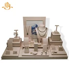 XIANGYU Custom Logo Luxury Leather PU Wood Necklace Jewelry Display Stand Set
