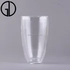Stocked clear pyrex glass double wall glass cup