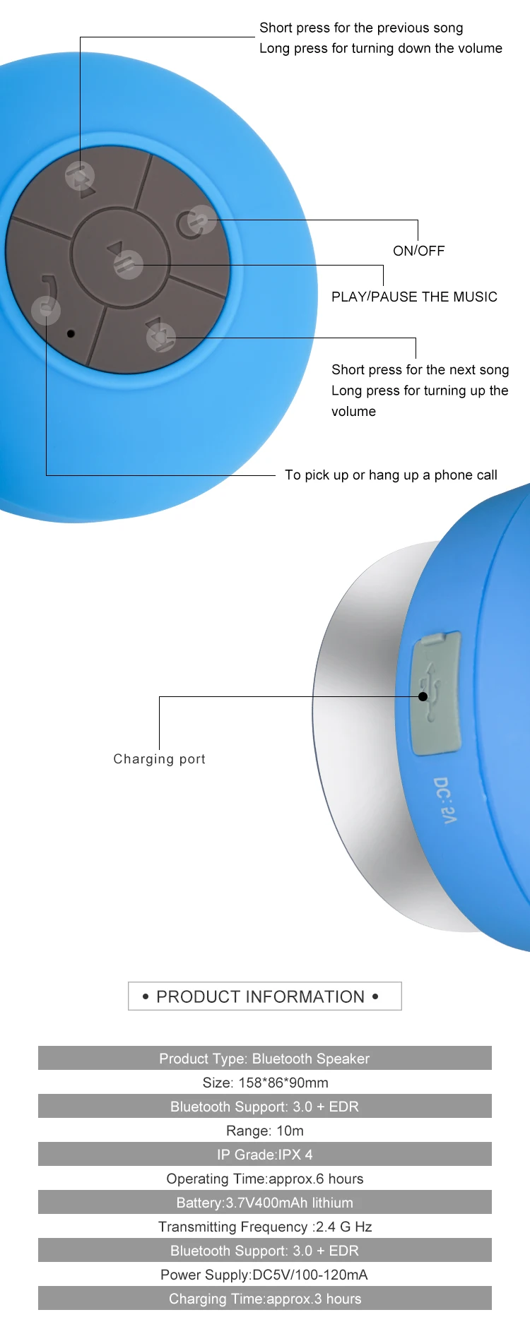 Factory Direct Waterproof IPX4 Splash Proof Portable Mini Wireless Bluetooth Speaker - ANKUX.COM