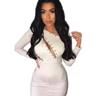 Wine Red Sexy Lace Up Suede Sweet Ladies Clothing Women Short Bodycon Dress