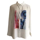 Pure Silk 16mm CDC Long Sleeve Elegant Blouses with Cartoon Figure's Garment Digital Printing