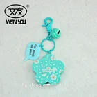 News Design Plum Blossom Shape 3D rubber Keychain with Plastic Ruler key Ring