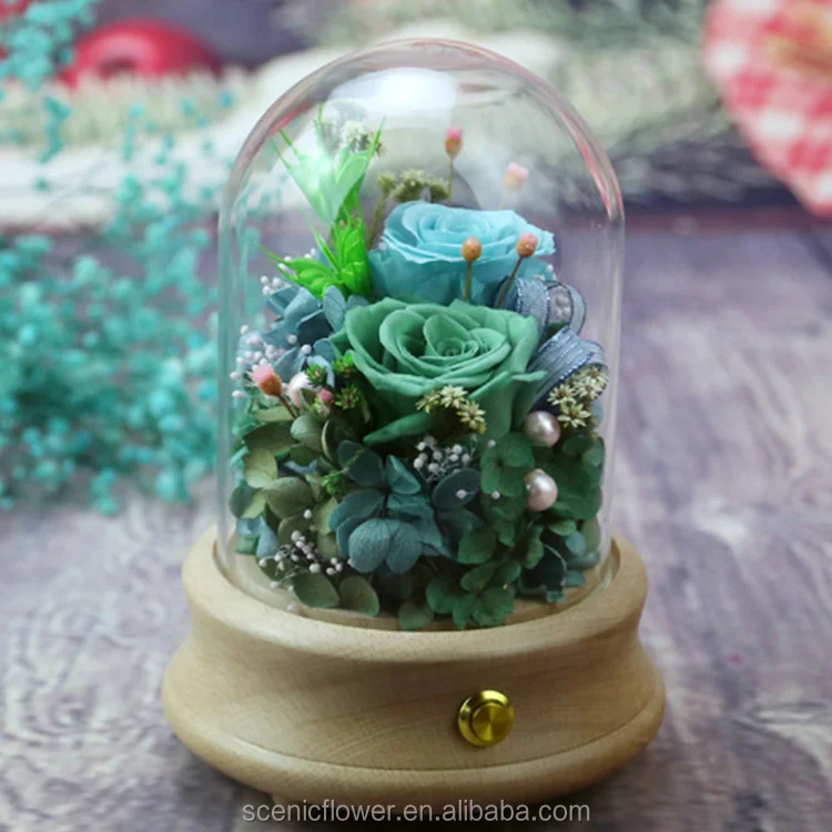 unique valentines gifts preserved rose flower in glass dome with