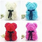 2018 China best Valentine Gift Artificial rose bear Christmas Gift Plastic Flower 25cm gift box flower teddy rose