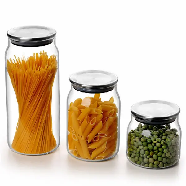 glass clear tall bean beans jars with metal cap all sizes glass