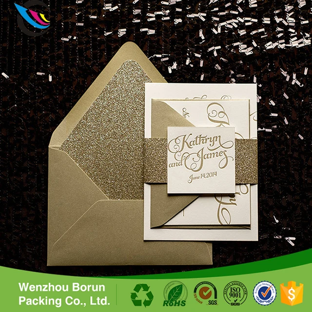 printing engagement golden luxury invitation card with envelope