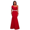 Wholesale Luxurious Red Sexy One Shoulder Long Gown Women Evening Dress