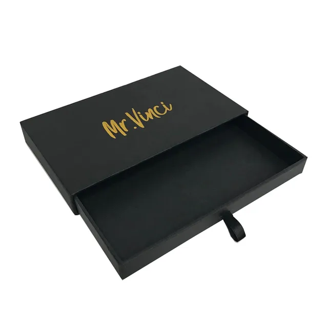 custom black cardboard slide drawer jewelry gift box