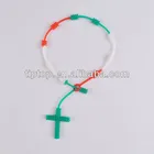 silicone rosary religious bead bracelet with cross charm