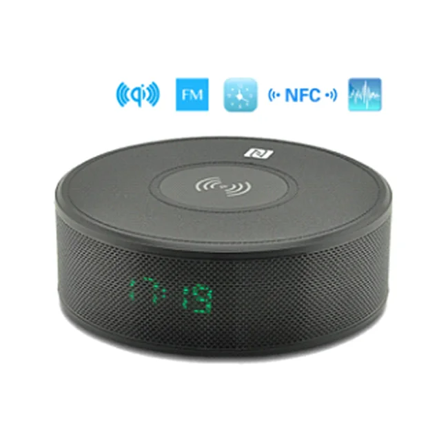 amazon top seller 2018 round alarm clock speaker portable bluetooth speaker with wireless power bank - ANKUX.COM