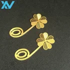 OEM leaf design copper golden bookmark metal crafts